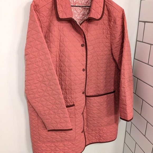 Lands' End 2021 Women's Pink Floral Insulated Quilted Barn Chore Coat Jacket 1X - Picture 5 of 13